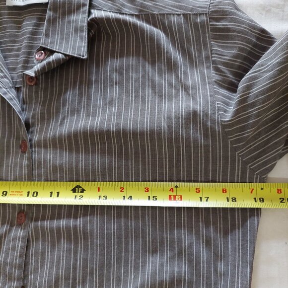 Tabi Brown and White Striped Buttoned Down Long Sleeve Shirt, Size S - Picture 5 of 7